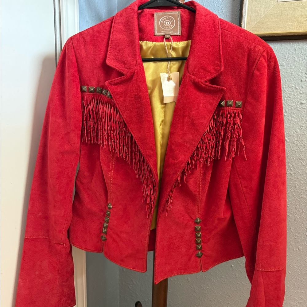 Vintage Double D Ranch Red Fringe Blazer